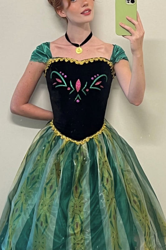 NiceVestidos - Robe de soirée princesse en tulle à manches courtes, couleur noire et verte, coupe trapèze, longueur au sol, NV5779