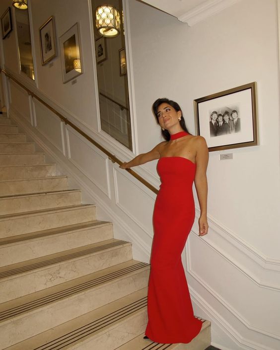 Rotes schlichtes, elegantes, langes Ballkleid-Abendkleid NV2230