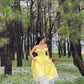 Yellow sweet elegant long satin princess ball gown evening dress nv2911