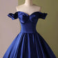 Blue strapless elegant simple A-line long satin ball gown evening dress nv3248