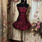 Burgunderrotes, schmal geschnittenes, Spaghettiträgerkleid mit Blumenapplikationen und Perlen, kurzes Homecoming-Kleid, Abendkleid, Partykleid, nv2972