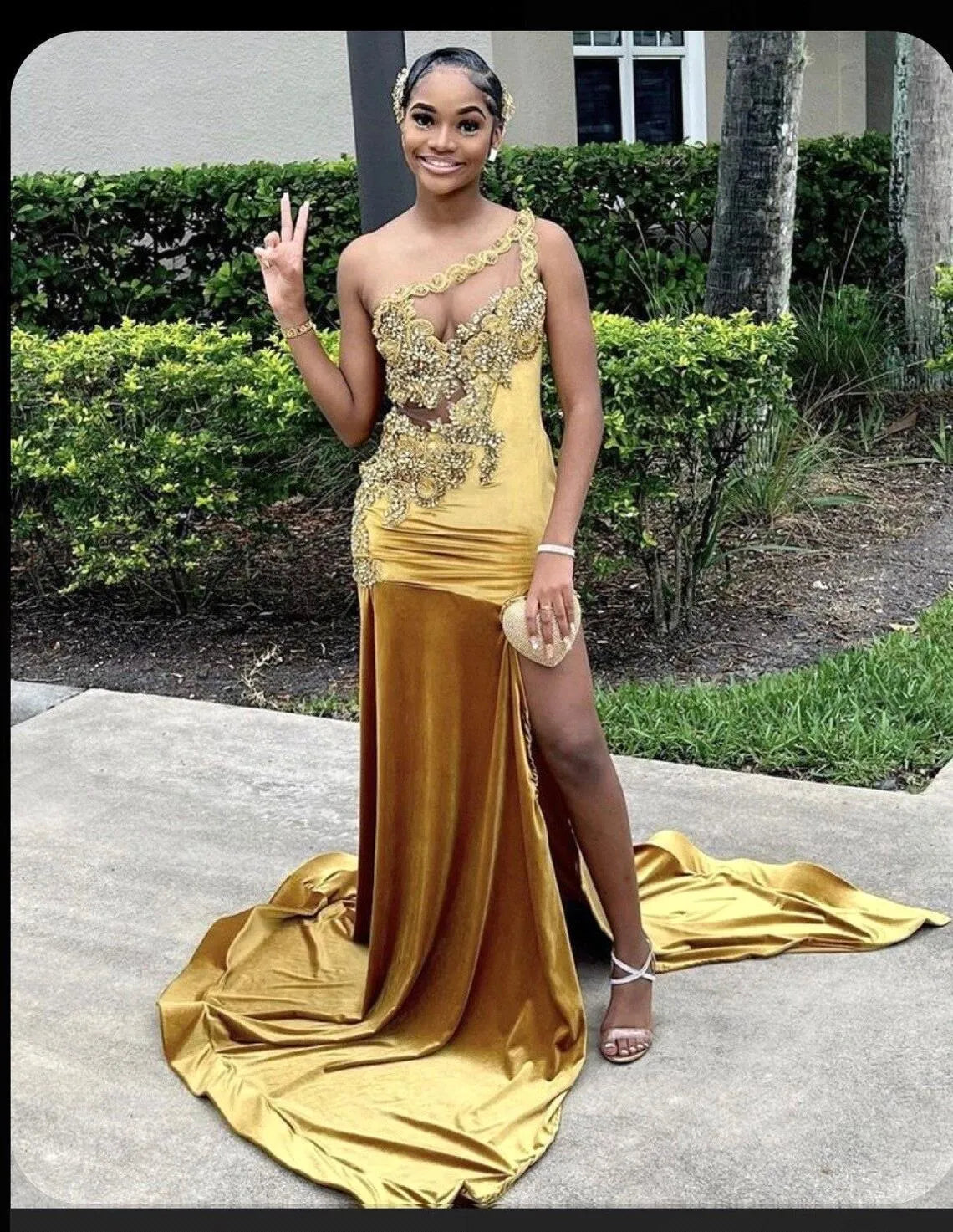 Sexy One Shoulder Beads Side Split Prom Dress Satin Long Evening Party Wear Dress nv983