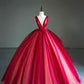 Red deep V neck fashion unique long tulle ball gown evening dress nv3154