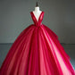 Red deep V neck fashion unique long tulle ball gown evening dress nv3154