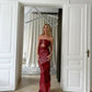 Red/Black Fashion Simple Leather Long Sexy Ball Gown Evening Dress nv2917