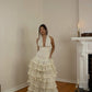 White Elegant V Neck Tulle Long Ball Gown Evening Gown Wedding Dress nv3004