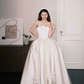 Strapless Satin Princess Ballgown Wedding Dress with 3D Bow Flower  NV7369