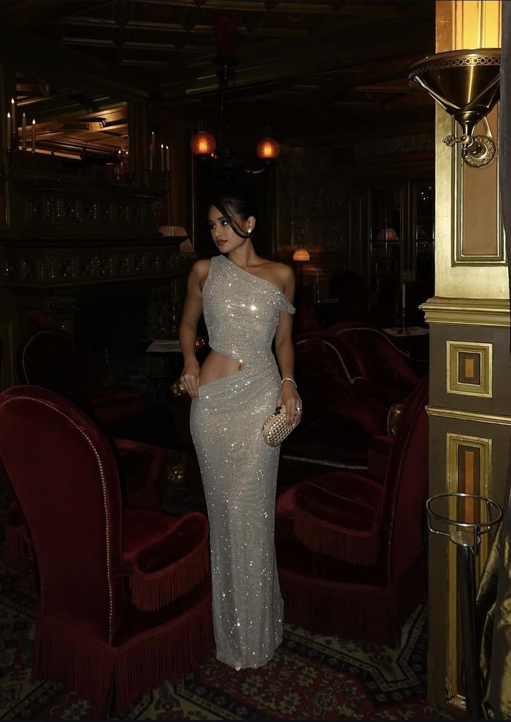 Robe de soirée élégante à paillettes, asymétrique, épaules dénudées, taille haute, argentée et brillante, robe de bal, robe de soirée, robe de bal, nv4023