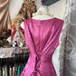 Robe de soirée en satin rose vintage, coupe trapèze, longueur au sol, nv3604