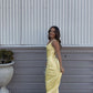 Yellow simple elegant open back long satin evening gown ball gown nv2644