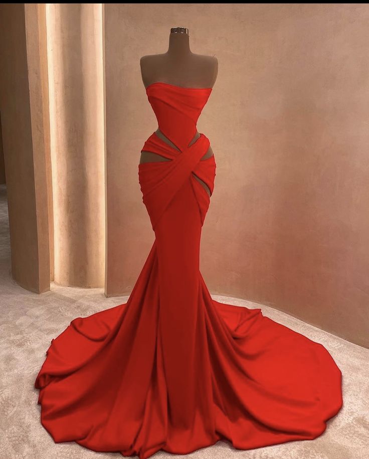 Red fashion tube top  Long sleeves/sleeveless long sexy straps elegant trailing ball gown evening dress nv3281