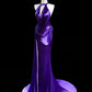 Lila Schlichtes Elegantes Langes Satin Ballkleid Abendkleid Partykleid nv4256