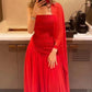 Red Fashion Slim Strapless Off-shoulder Long Ball Gown Evening Dress Party Dress With Ribbon nv2468