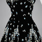 NiceVestidos - Schwarzes, geblümtes Satin-Kurzes formelles Heimkehrkleid Hoco Gown nv5502