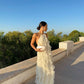 White bubble tulle strapless long evening dress party dress nv2700