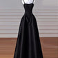 A-Linie, herzförmiger Ausschnitt, langes Satin-Ballkleid in Schwarz, langes Abendkleid in Schwarz, nv1469