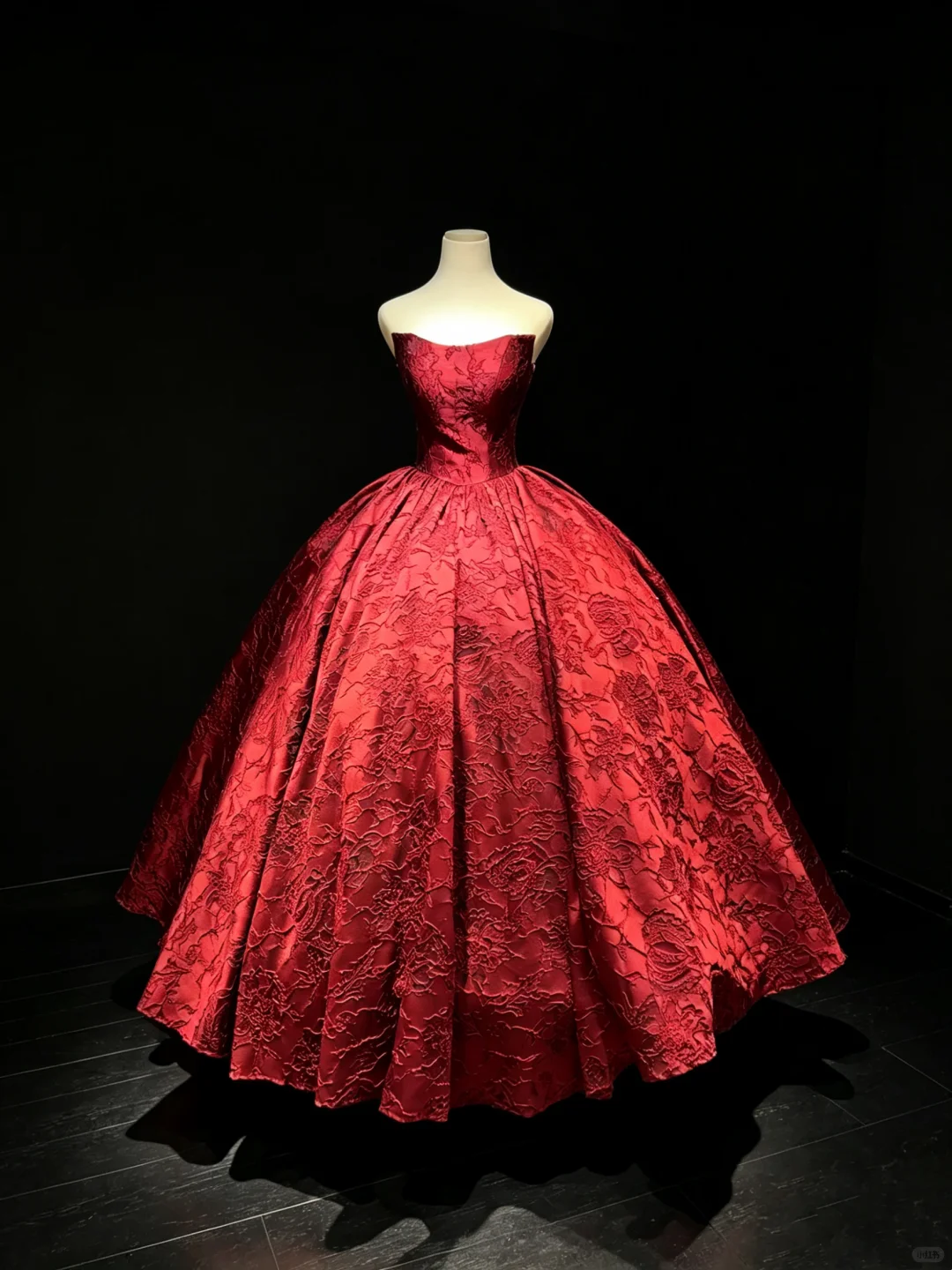 Strapless Burgundy Jacquard Ball Gown Embossed Floral A-Line Formal Prom Evening Dress  NV6986