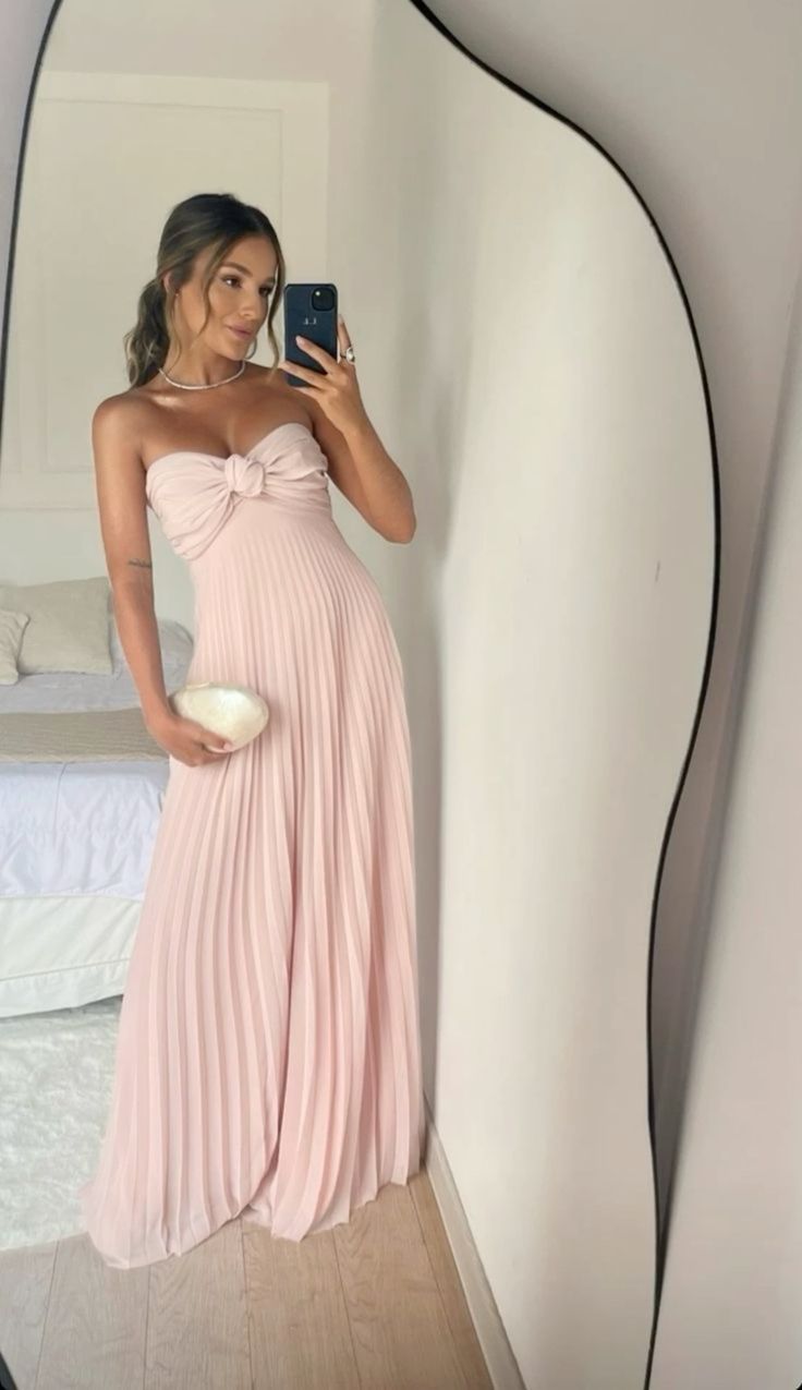 Rosa schulterfreies Chiffon fließendes langes elegantes Abendkleid Hochzeitsgastkleid Brautjungfernkleid nv2118