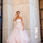 Light pink tulle elegant long ball gown evening dress bridal shower guest dress nv268