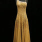 Yellow elegant beaded long chiffon ball gown evening dress party dress nv4404
