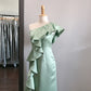 Robe de soirée longue en satin, simple et élégante, verte, à la mode, robe de mariée, robe de demoiselle d'honneur, robe de bal, nv3888