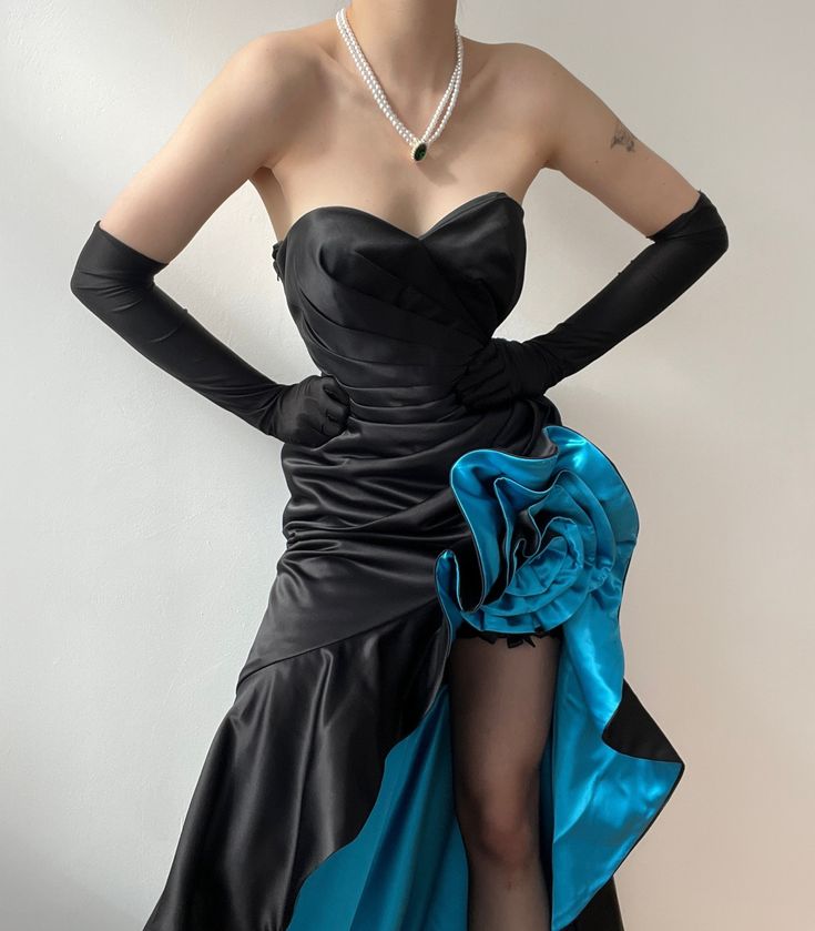 Black sweetheart collar blue embellished floral tube top long ball gown evening dress nv2900