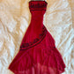 Rotes Vintage-Elegantes Mode-Spaghetti-Träger-langes Chiffon-Ballkleid-Abendkleid-Partykleid NV3571