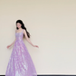 Lavender Square Neck Wide Strap Sequin A-Line Evening Gown  NV7426