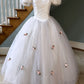 NiceVestidos--(Voile inclus)Robe de mariée simple longue en tulle à fleurs blanches et roses NV5828