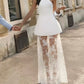 Robe de mariée longue en satin et dentelle blanche élégante, robe de soirée, robe de bal, nv4221