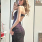 Purple Gorgeous Shiny Exquisite Beaded Spaghetti Straps Long Elegant Sexy Back Slit Satin Ball Gown Evening Dress nv3271