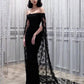 Robe de soirée sirène noire, noble et élégante, en dentelle fine, longue et élégante, robe de bal traînante, robe de soirée nv1914