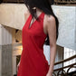 Robe de soirée rouge simple, élégante et charmante, courte, mini, robe de soirée, robe d'anniversaire, robe de soirée nv2536
