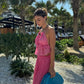 Blau/Rosa Mode Zweiteiler Elegantes Hochzeitsgast-Partykleid Urlaubskleid nv5334
