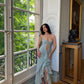 Blue fashion spaghetti strap tulle long ruffled ball gown evening dress party dress nv3245