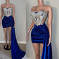 Robe de soirée courte sexy sirène bleu royal nv2136
