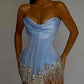 Blaues Abendkleid, Mini, kurzes Ballkleid, Partykleid, NV2146