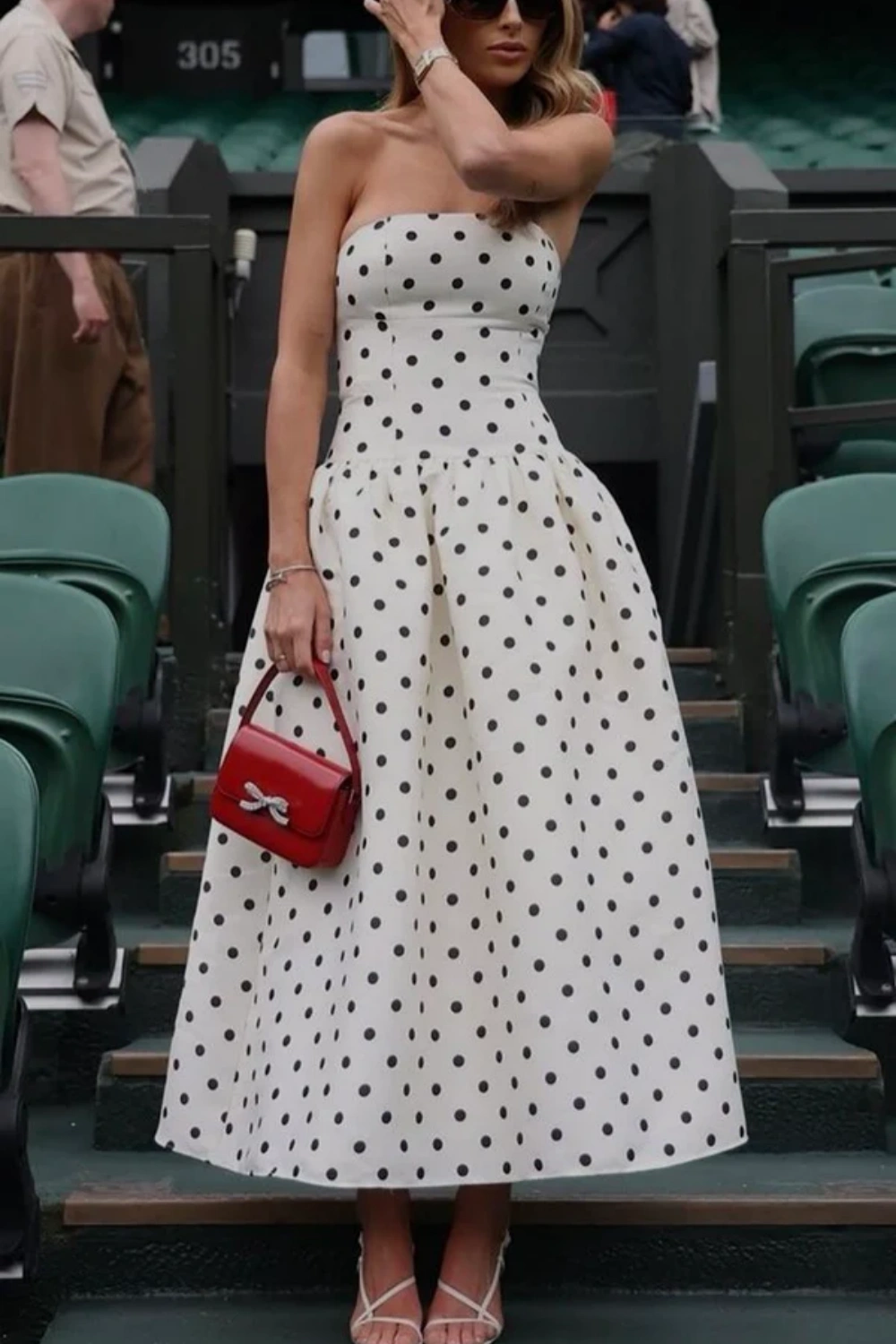 Robe de soirée mi-longue en mousseline de soie à pois blancs, à la mode, robe de soirée d'anniversaire nv5283