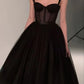 Schwarzes, modisches, herzförmiger Ausschnitt, langer Tüll, Ballkleid für Teenager, formelles Kleid aus Tüll, Abendkleid, Abschlussfeier, NV119