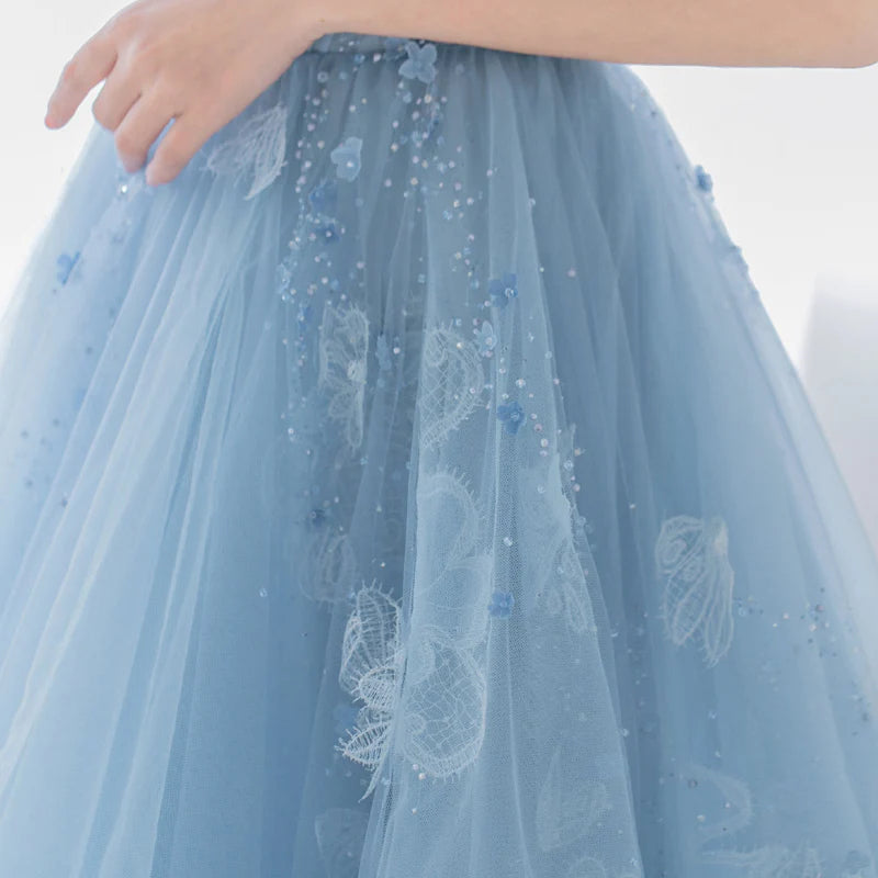 Robe de soirée courte en tulle bleu mignon robe de bal robe de soirée nv2064