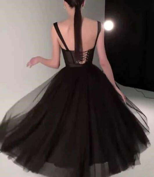 Schwarzes, modisches, herzförmiger Ausschnitt, langer Tüll, Ballkleid für Teenager, formelles Kleid aus Tüll, Abendkleid, Abschlussfeier, NV119