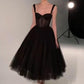 Schwarzes, modisches, herzförmiger Ausschnitt, langer Tüll, Ballkleid für Teenager, formelles Kleid aus Tüll, Abendkleid, Abschlussfeier, NV119