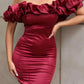 Dunkelrotes, modisches, schmal geschnittenes, schulterfreies, kurzes Mini-Homecoming-Partykleid nv2429