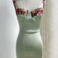 Robe de soirée courte en satin vert sauge, élégante et délicate, avec broderie florale, robe de bal, robe de soirée, robe de bal nv4035