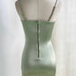 Robe de soirée courte en satin vert sauge, élégante et délicate, avec broderie florale, robe de bal, robe de soirée, robe de bal nv4035