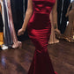 Rotes ärmelloses Meerjungfrau-Ballkleid mit V-Ausschnitt und Neckholder, Stretch-Satin, Neckholder, ärmellos, langes Neckholder-Abendkleid, langes Partykleid, nv2036
