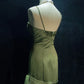 Grünes Satin-Abendkleid mit herzförmigen Trägern, langes Hochzeitskleid, nv1555