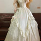 Robe de bal longue en satin blanc, simple, rétro, élégante, princesse, nv5012