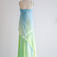 Robe de soirée longue en mousseline de soie, simple et élégante, dégradé bleu-vert, robe de soirée, robe de soirée nv3689