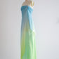 Robe de soirée longue en mousseline de soie, simple et élégante, dégradé bleu-vert, robe de soirée, robe de soirée nv3689